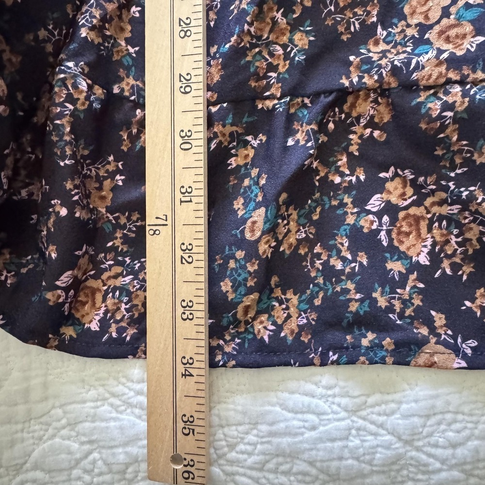 Imexn Dress Womens Large‎ Blue Floral Lace Long Sleeve V Neck Ruffle Boho Short - Picture 4 of 6